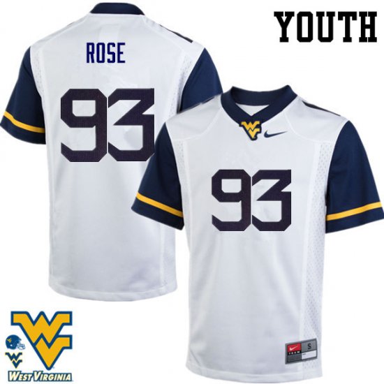 Youth West Virginia Mountaineers NCAA #93 Ezekiel Rose White Authentic Nike Stitched College Football Jersey ZE15P80DM